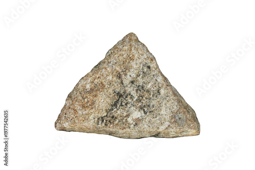 Triangular granite rock isolated on white background.