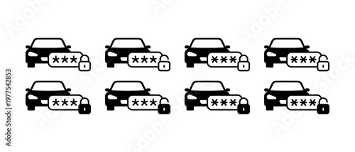 Car Security Vector Icon Set. Protection Authentication Lock Symbol