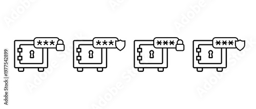Safe Security Vector Icon Set. Protection Authentication Lock Symbol