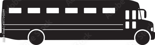 Black school bus, bus silhouette, vehicle icon, transportation symbol
