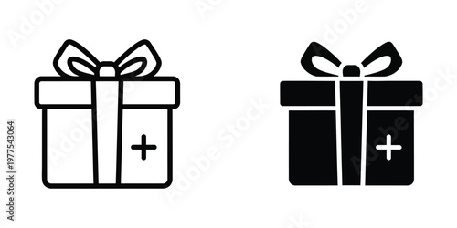 Contrast of a light and dark gift box with a plus sign inside each box