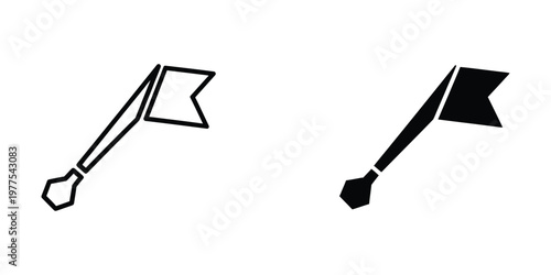Comparison of a white and black stylized flag and club symbols