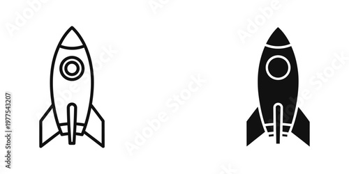 Contrast between a white and black space rocket design illustration