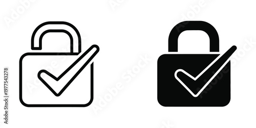 Two lock icons with checkmarks indicating secure and verified statuses