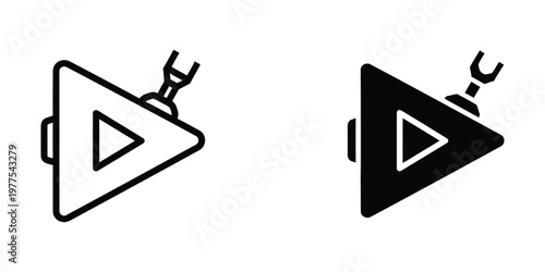 Play button icons with wrench tools indicating customization or settings adjustments