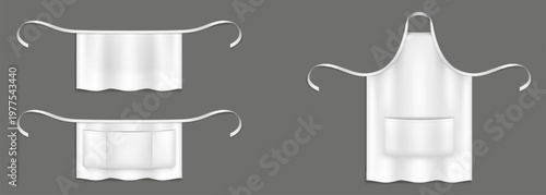 Chef aprons, white cook uniform 3d vector mockup