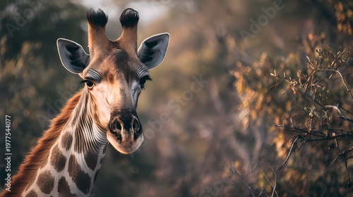 Majestic Giraffe Standing in Open Savannah Wildlife Landscape