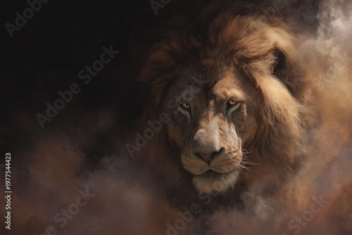 Lion of Judah Exuding Strength and Power, Majestic Christian Symbol of Faith, Courage, and Spiritual Leadership Concept