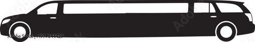Black limousine, luxury car, vehicle silhouette, transportation icon
