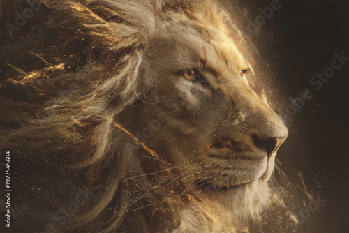 Lion of Judah Exuding Strength and Power, Majestic Christian Symbol of Faith, Courage, and Spiritual Leadership Concept
