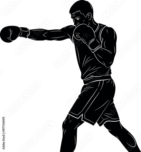 Dynamic silhouette of a boxer in action a powerful moment of athleticism and determination