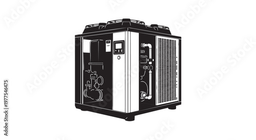 Industrial, mechanical, vector, HVAC, air conditioning, unit, equipment, engineering, diagram