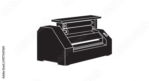 Black cash register, vector illustration, retail payment terminal, money box