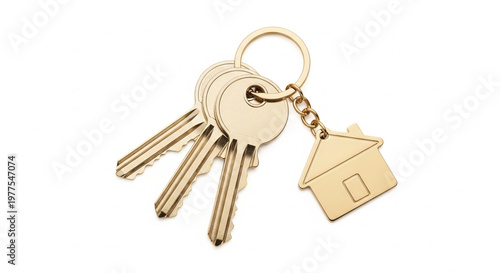 Gold house keys set with mini house keychain on keyring house-shaped