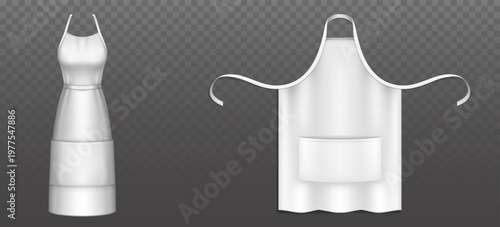 White chef apron, female pinafore for cooking food