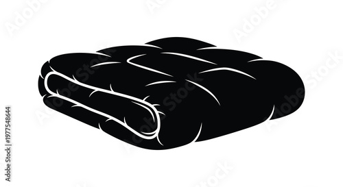 Black rolled up sleeping bag isolated on white background a bold silhouette