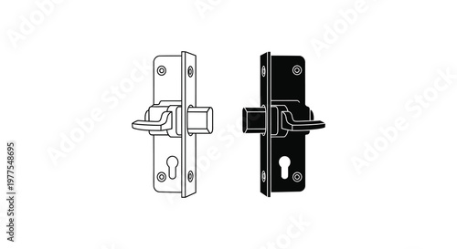 Two door handles one light and one dark presented as a silhouette