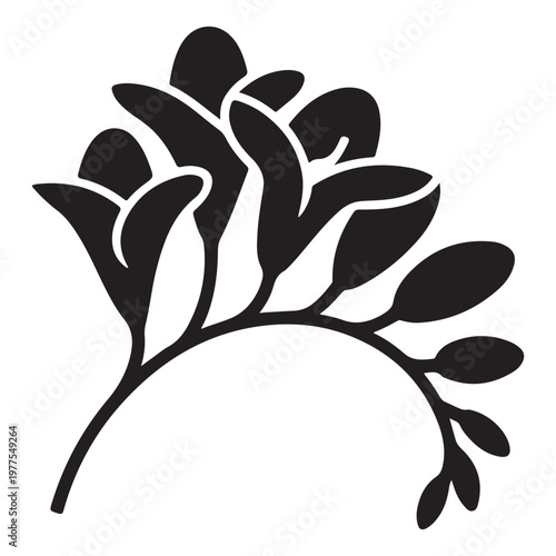 Clean freesia silhouette vector, black floral icon style, simple and decorative element.