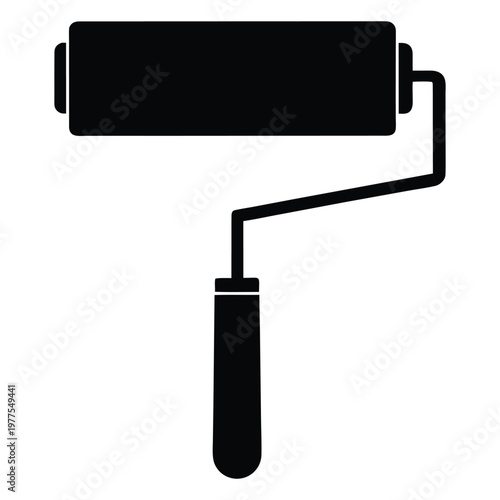 Black silhouette of a paint roller tool for home renovation and wall painting Vector