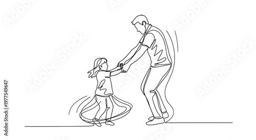 Father Teaching Little Girl To Hula Hoop Outdoors For Family Fun Concepts