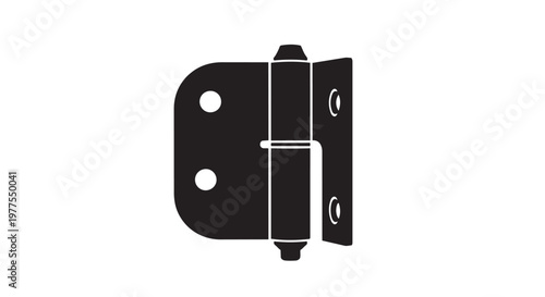 Black metal hinge, door hardware, home repair, construction icon, vector