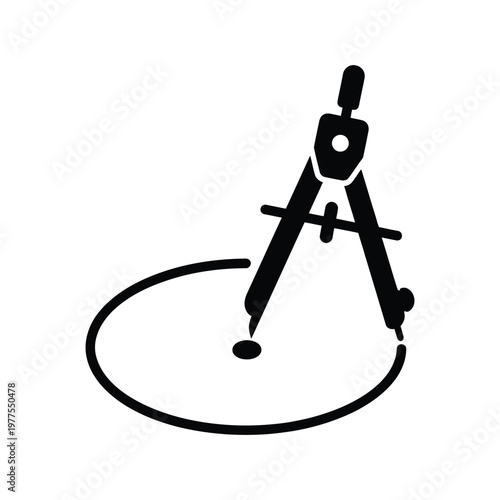 Black silhouette of a compass a circle geometry tool instrument