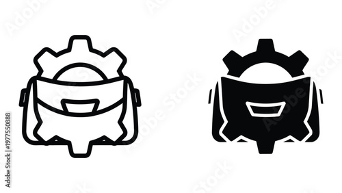 Contrasting illustration of a mechanical character with different color schemes