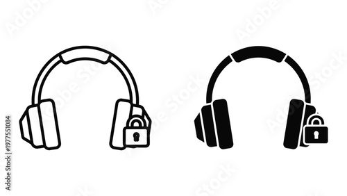 Comparison of wired and wireless headphone security icons with devices