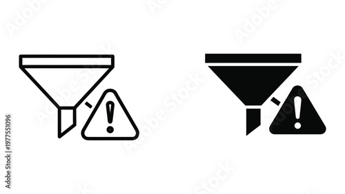 Warning symbols associated with funnel usage and caution signs