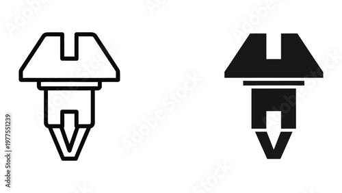 Comparison of an outline and filled mechanical snap fastener design in two styles