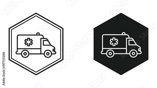 Medical emergency vehicle icons in different color schemes