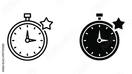 Contrast between a classic and modern stopwatch with star accents