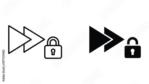 Comparison of secure and insecure navigation arrows with padlock symbols