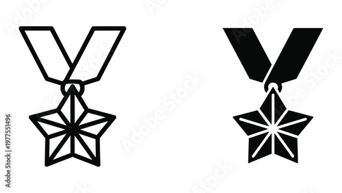 Comparison of two military medal designs with star and ribbon variations
