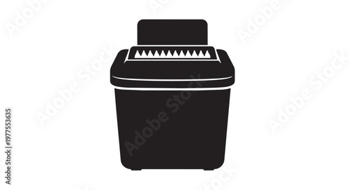 Black, monochrome, vector trash can icon, waste bin symbol, garbage container illustration