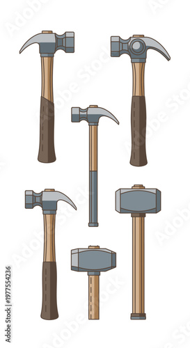 Variety of hammers on display.