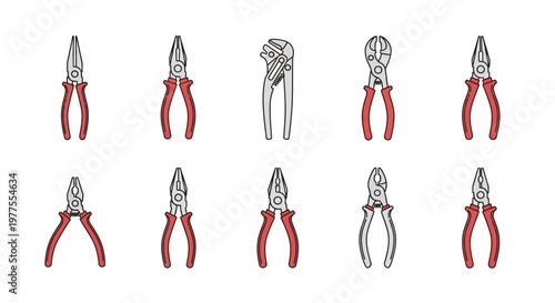 Pliers tools with red handles.