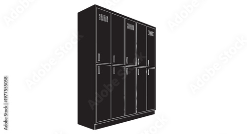 Black metal lockers, industrial storage units, steel cabinets, office furniture