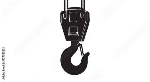 Industrial hook, heavy duty hook, metal hook, lifting hook, black hook, vector hook