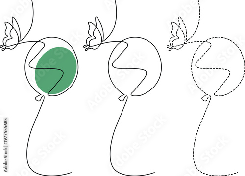 Whimsical illustrations of hot air balloons with small flying creatures perched on them Vector