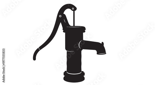 Black hand pump, well pump, water pump, manual pump, vintage style