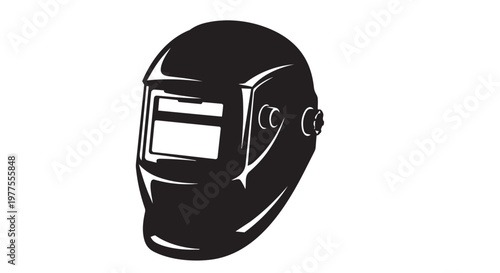 Welding helmet, black vector icon, safety gear, industrial equipment
