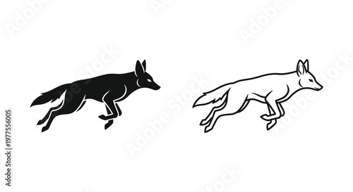 Canine Silhouette Running Animals Vector Designs Vector