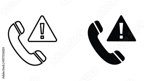 Warning symbols over traditional and modern telephone icons