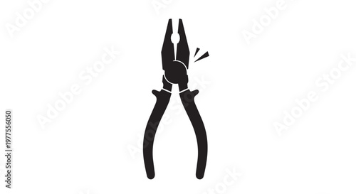 Black pliers icon, vector pliers symbol, hand tool illustration, grip equipment