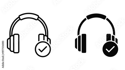 Comparison of over-ear and on-ear headphone designs with verification icons