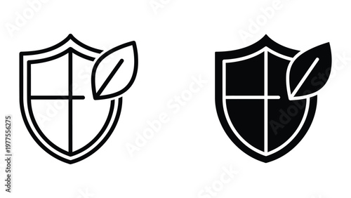 Contrast of shield emblems with cross and leaf motifs in monochrome designs