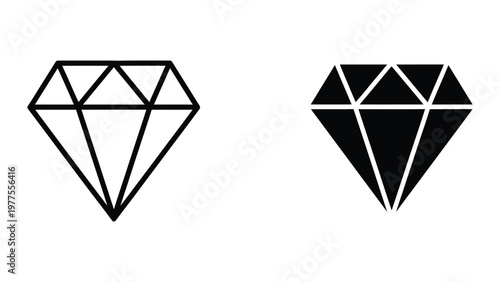 Contrasting visual styles of a classic diamond shape in outline and filled formats