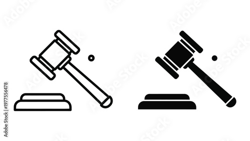 Contrasting styles of a judge’s gavel resting on a bench block