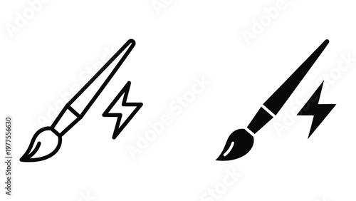 Inspiration striking paintbrushes with creative energy